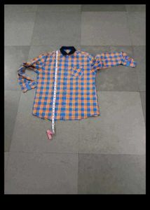 Vibrant Plaid Shirt &amp; Orange Pants Set
