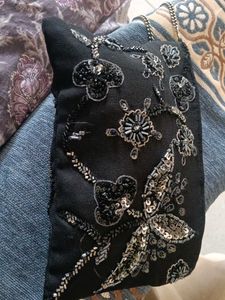 Embellished Black Clutch Bag