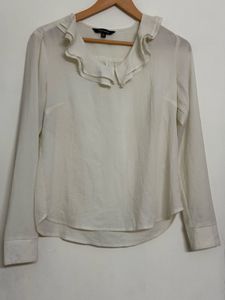 Elegant Ruffle Neck Long Sleeve Top