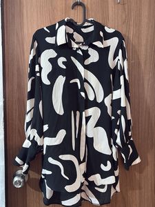 Abstract Print Button-Down Shirt