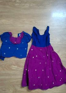 Blue & Purple Embroidered Lehenga Set 2 yrs