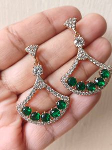 Emerald Green Fan Earrings