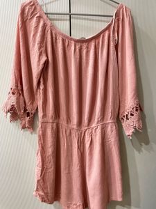 Boho Pink Off-Shoulder Romper