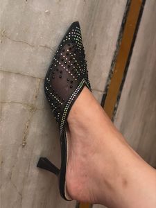 Sparkling Mesh Stiletto Mules