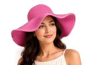 Chic Pink Straw Sun Hat