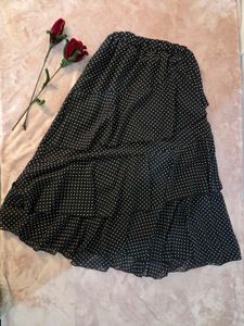 Chic Polka Dot Tiered Midi Skirt