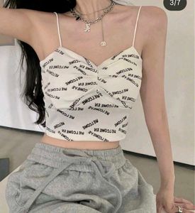 I. Graphic Print Crop Tank Top
