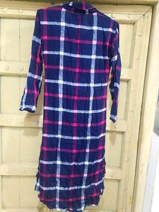 A Long Straight Front Button Kurti | Shrug Type