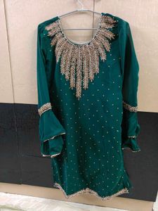 Elegant Teal Embroidered Kurta Set with Sharara
