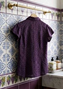 Elegant Purple Short Sleeve Blouse