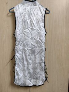 Elegant White &amp; Black Cheongsam Top