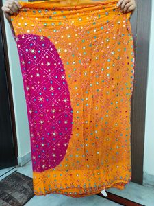 Georgette Saree With Blouse And Petticoat