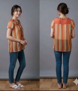 Striped Ruffle Blouse
