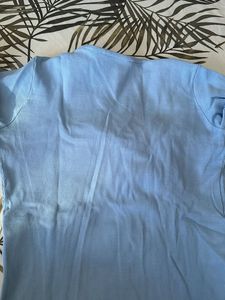 Light Blue Tie Front Top