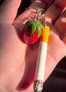 Strawberry &amp; Cigarette Keychain