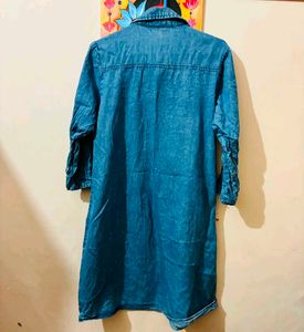 Blue Denim Long Tunic Shirt