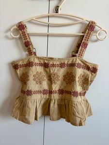 Bombay Paisley Tan boho Top