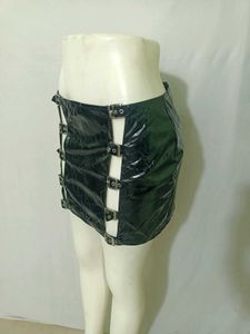 Edgy Black Sexy Buckle Skirt Size M