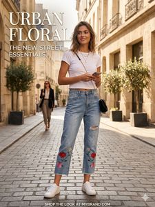 Embroidered Cropped Jeans
