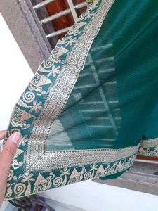 Temple Border Lycra Blend, Chiffon Saree