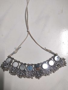 Combo Oxidized Silver Mirror Work Jewelry Set
