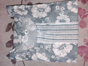 Blue Floral Kurta Set with Palazzo Pants