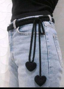 Boho Crocheted Belt with Heart Charms