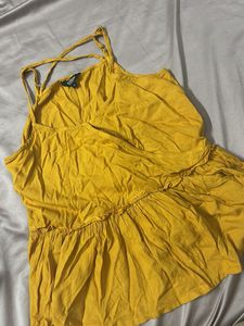 cute mustard sleeveless peplum top