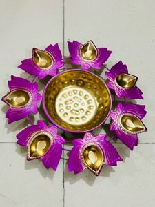 Lotus Diya Plate - Decorative Tealight Holder