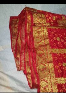 Vibrant Pink &amp; Red Bandhani Saree