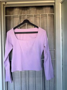Lilac Square Neck Long Sleeve Top