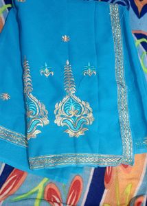 Stunning Blue Embroidered Saree