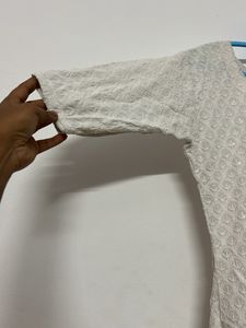 White Chikankari Kurta with Sequins