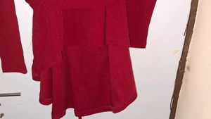 Maroon Peplum Top with Belt
