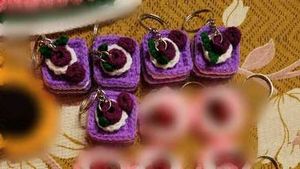 Cute Crochet Cake Keychain ✨💜