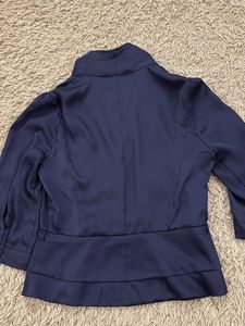 Elegant Navy Blue Wrap Top