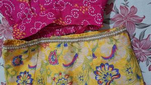 Girls Magenta Floral Embroidered Top With Sharara