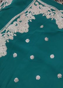 Elegant Teal Georgette Saree