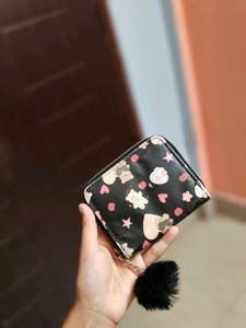 Cute Bear Wallet with Pom
