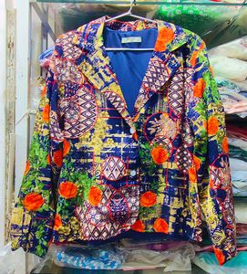 Chic Printed Blazer &amp; Pants Set