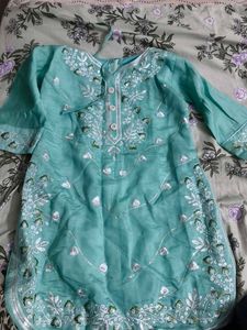 Embroidered Teal Kurta