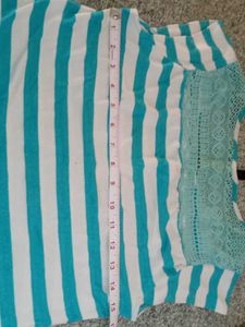 Striped Lace Shoulder Top