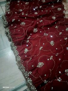 Maroon &amp; Cream Lehenga Choli Set