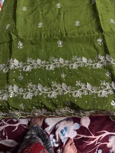Olive Green Embroidered Kurta Set