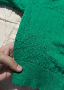Emerald Crop Green Knit Cardigan