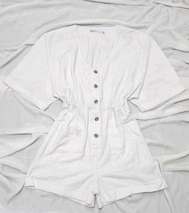 White Denim Romper