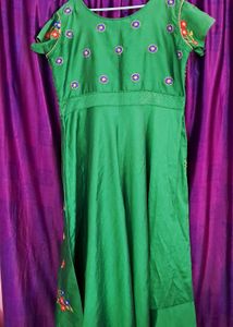 Green Embroidered Ethnic Gown