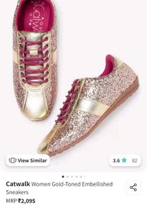 Gold Glitter Casual Shoes