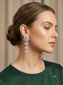 Sparkling Flower Drop Earrings