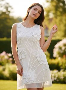 White Floral Applique Dress 🕊️